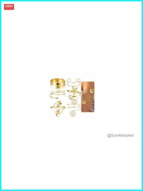 6PCS Gold Arm Cuff Bracelets Set Open Adjustable Stackable Boho